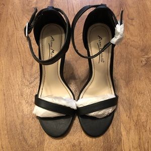Black Ankle Strap Sandal Heels